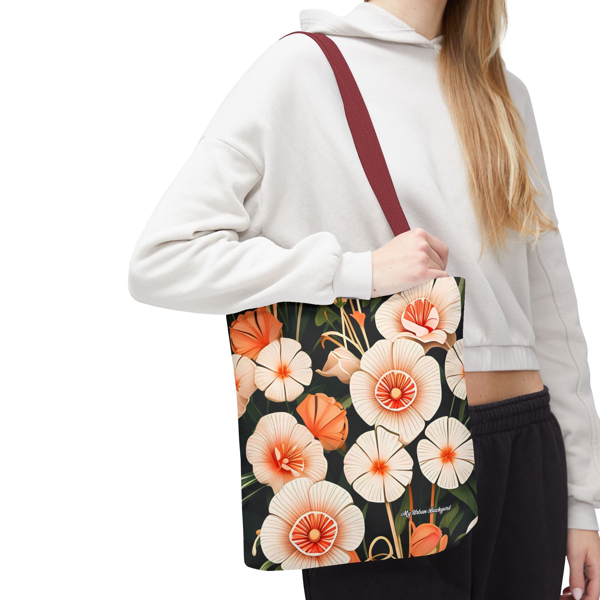 Art Deco Flowers Tote Bag with Cotton Handles For Everyday Use, 3 Sizes