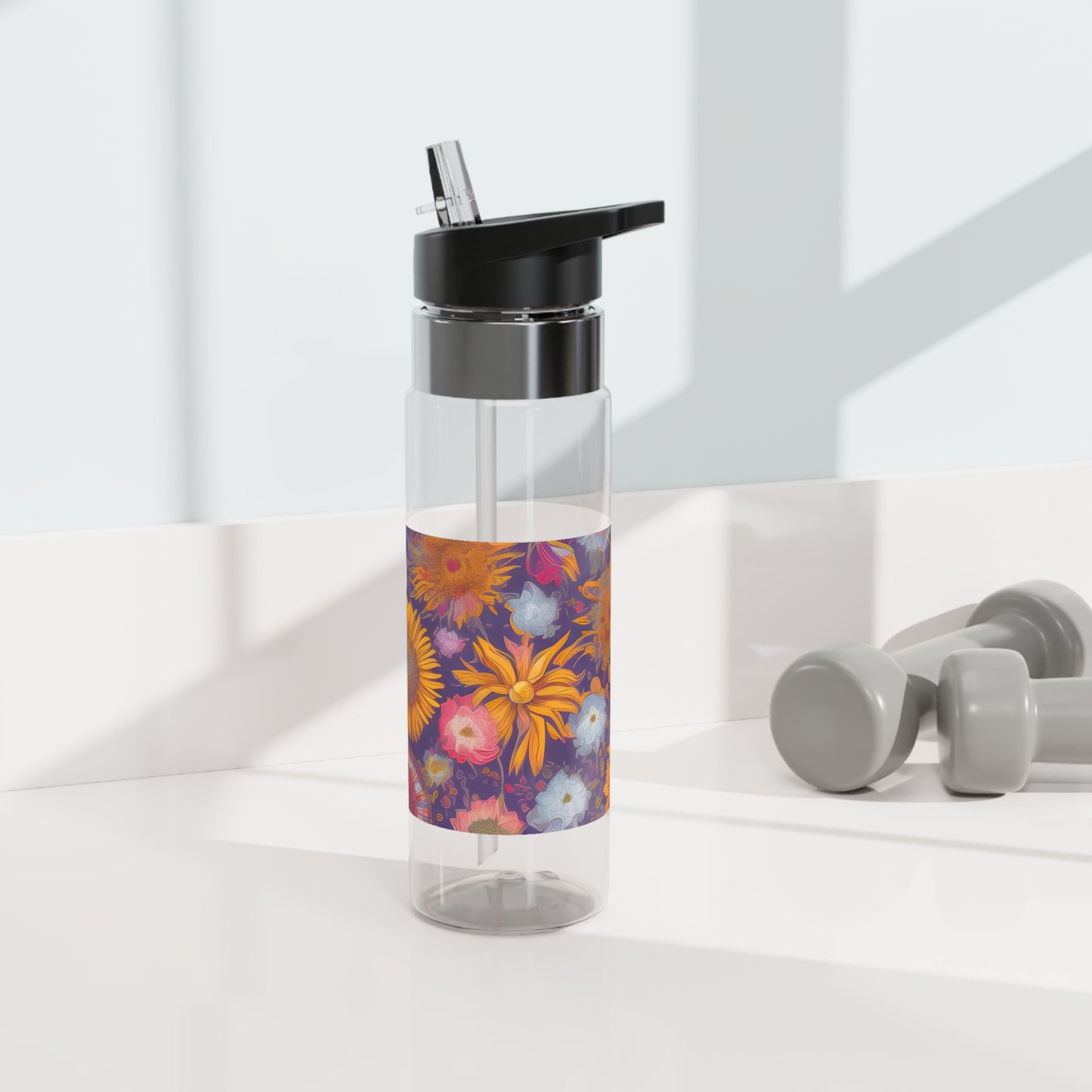 Abstract Flowers, 20oz Sport Water Bottle, BPA-Free, Tritan™ plastic