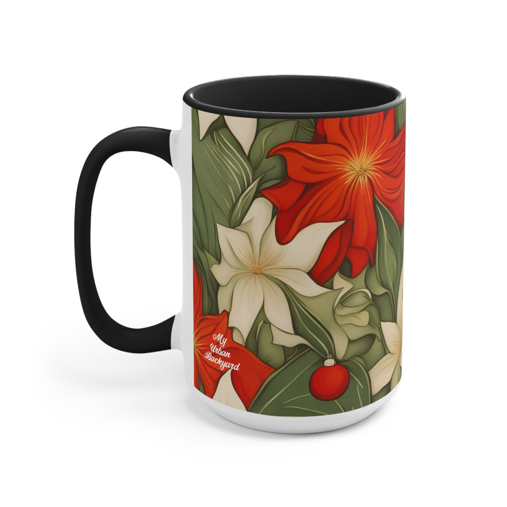 Christmas Flowers, Ceramic Mug - Perfect for Coffee, Tea, and More!