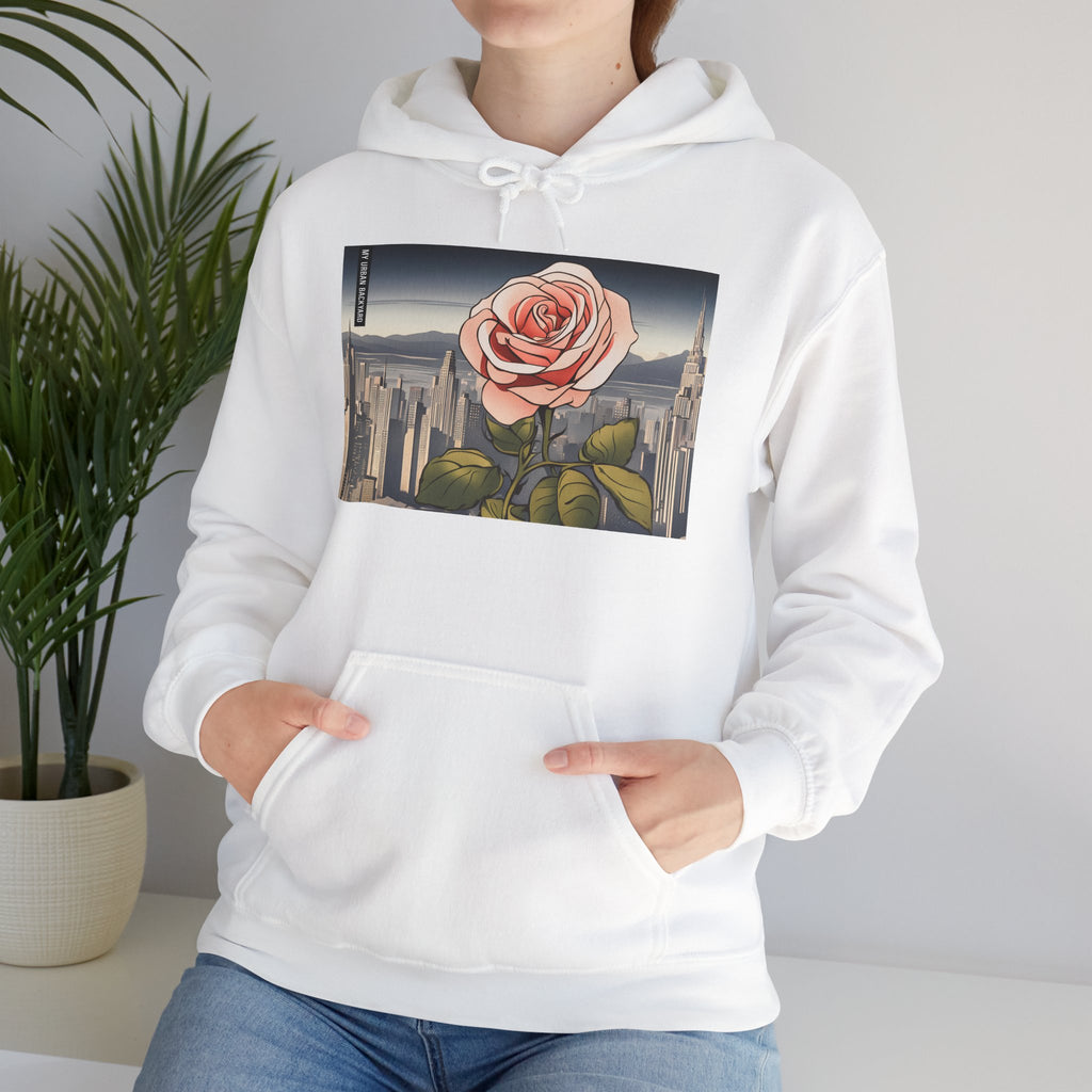 City Rose Unisex Hoodie - Cozy Gift for Plant Lovers, Floral Sweatshirt for Spring, Comfortable Everyday Wear, Birthday Present