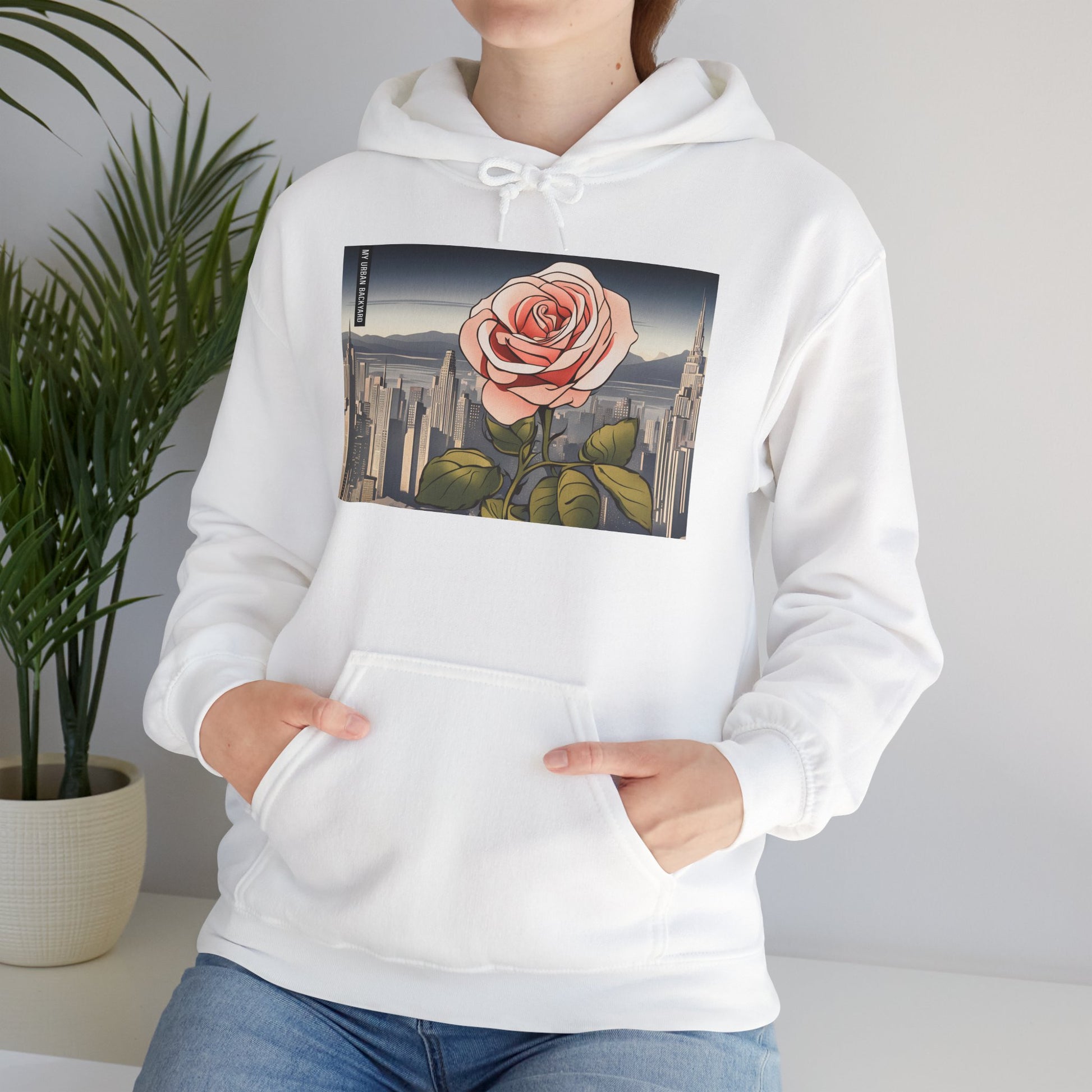 City Rose Unisex Hoodie - Cozy Gift for Plant Lovers, Floral Sweatshirt for Spring, Comfortable Everyday Wear, Birthday Present