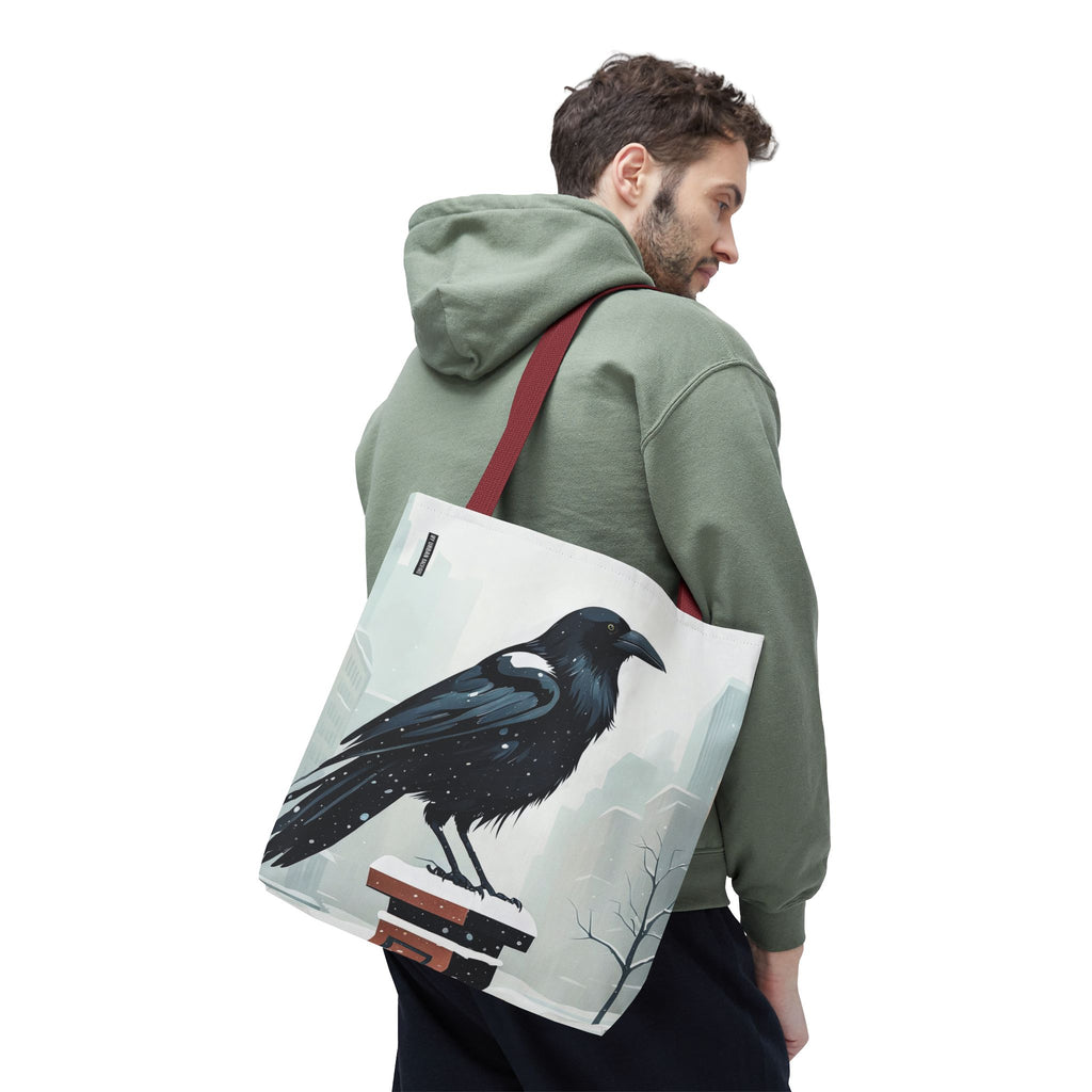 Winter Crow Tote Bag with Cotton Handles For Everyday Use, 3 Sizes