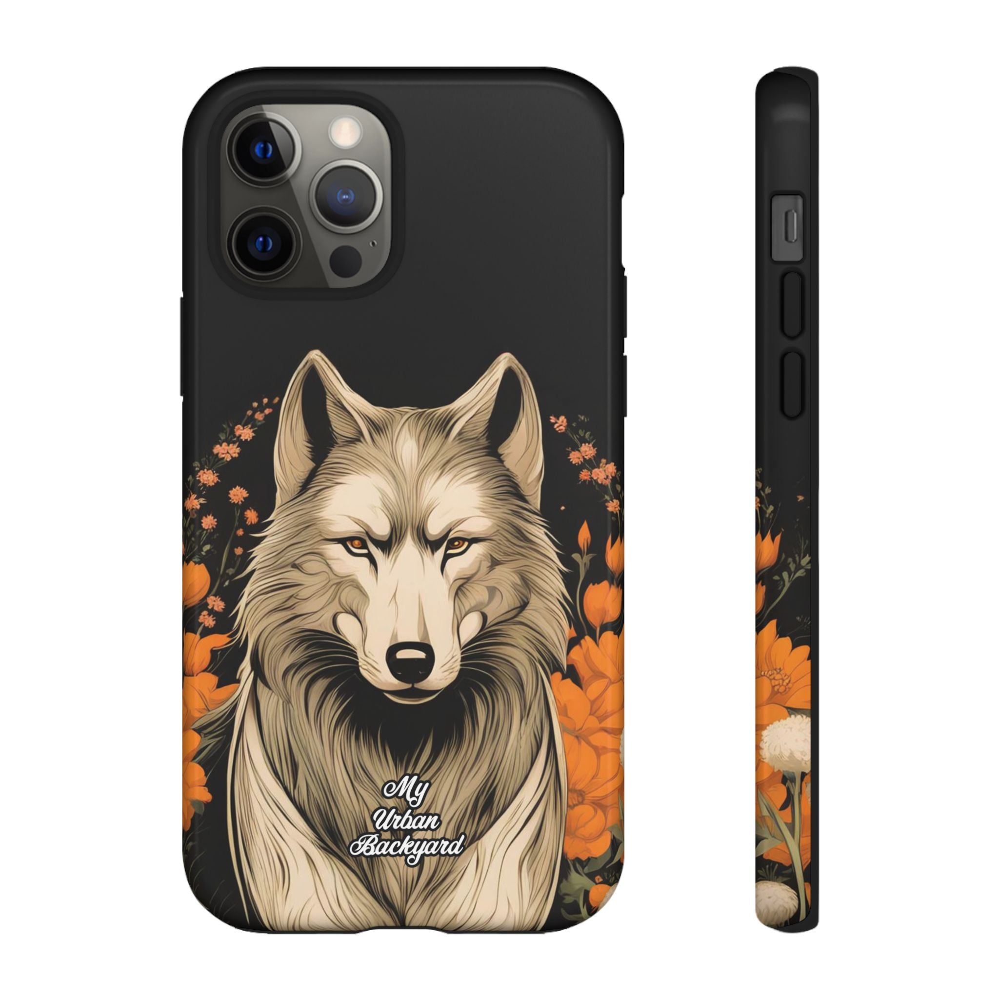 Wolf with Flowers, Animal Cell Phone Case - Apple, Samsung, Google Pixel