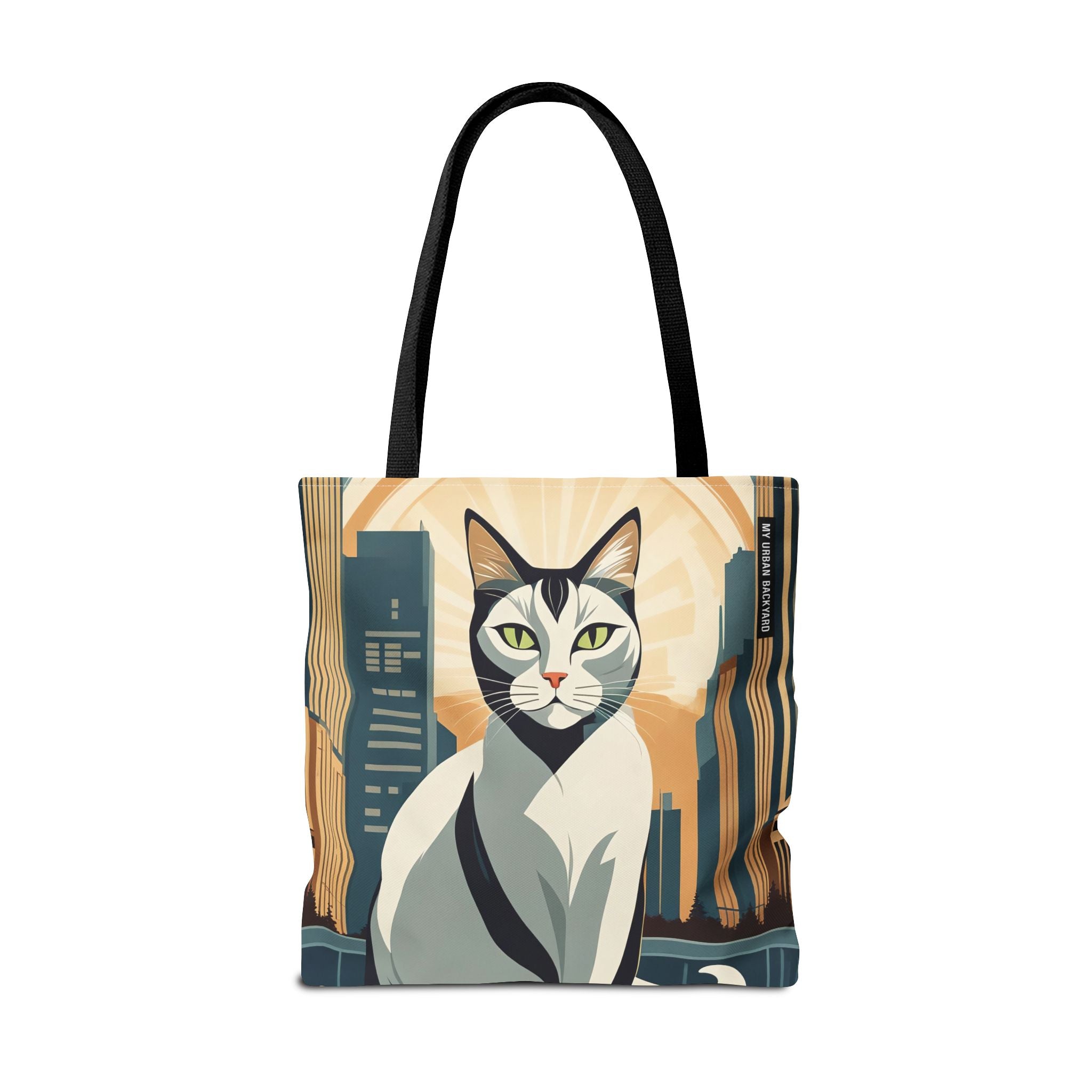Art Deco Urban Cat Tote Bag