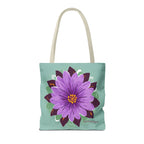 Purple Flower Tote Bag with Cotton Handles For Everyday Use, 3 Sizes