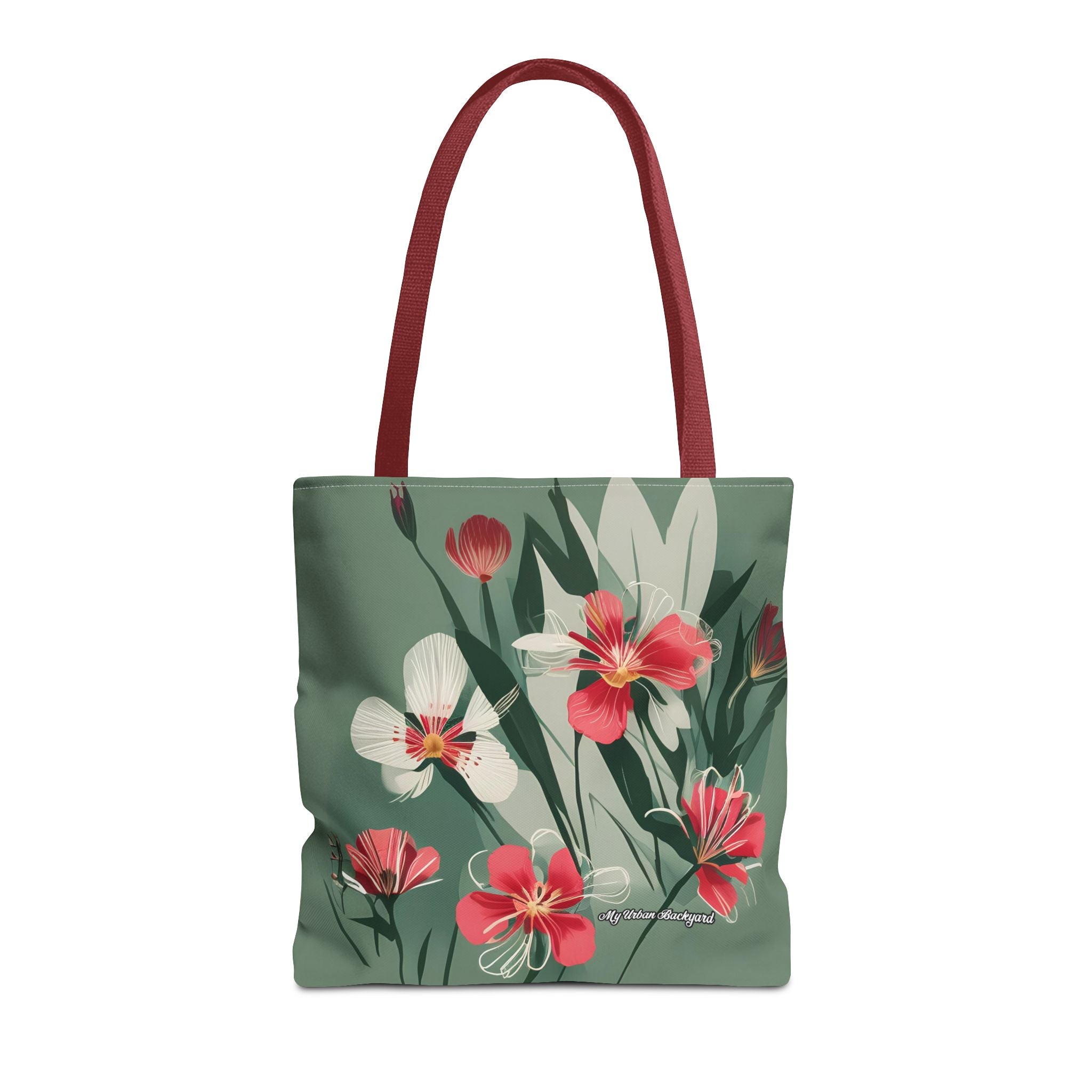 White and Red Wildflowers Tote Bag with Cotton Handles For Everyday Use, 3 Sizes