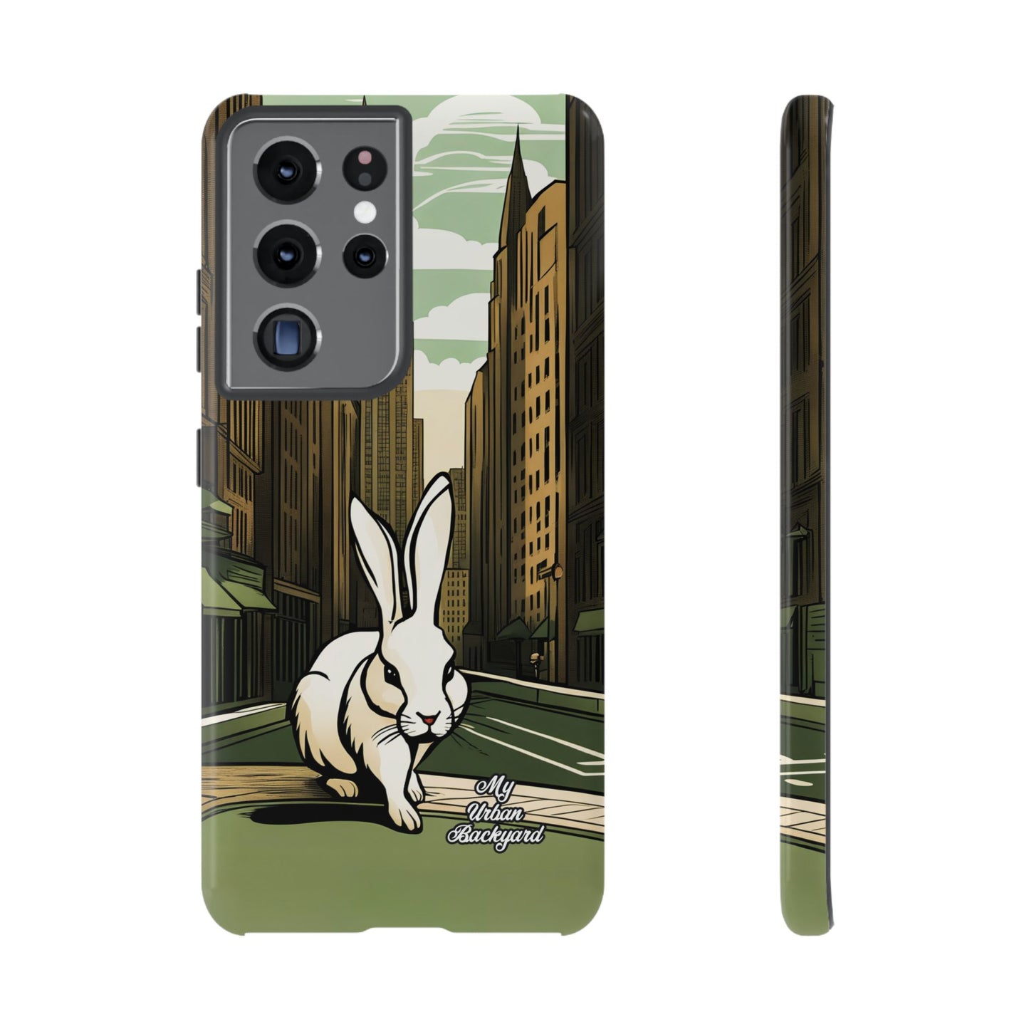 White Rabbit on a City Street, Cell Phone Case - Apple, Samsung, or Google Pixel