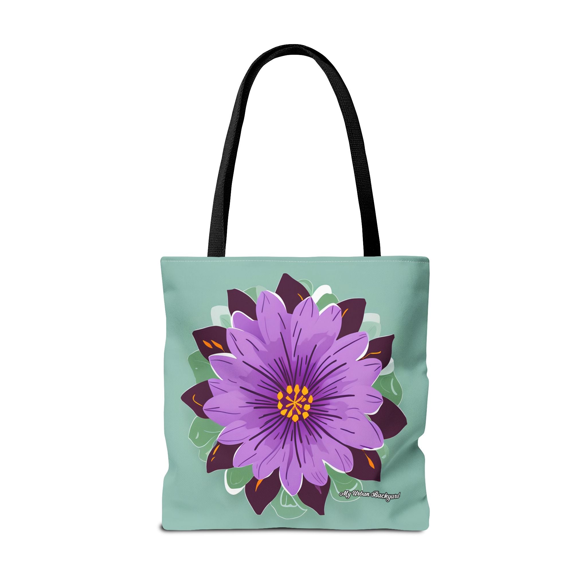 Purple Flower Tote Bag with Cotton Handles For Everyday Use, 3 Sizes