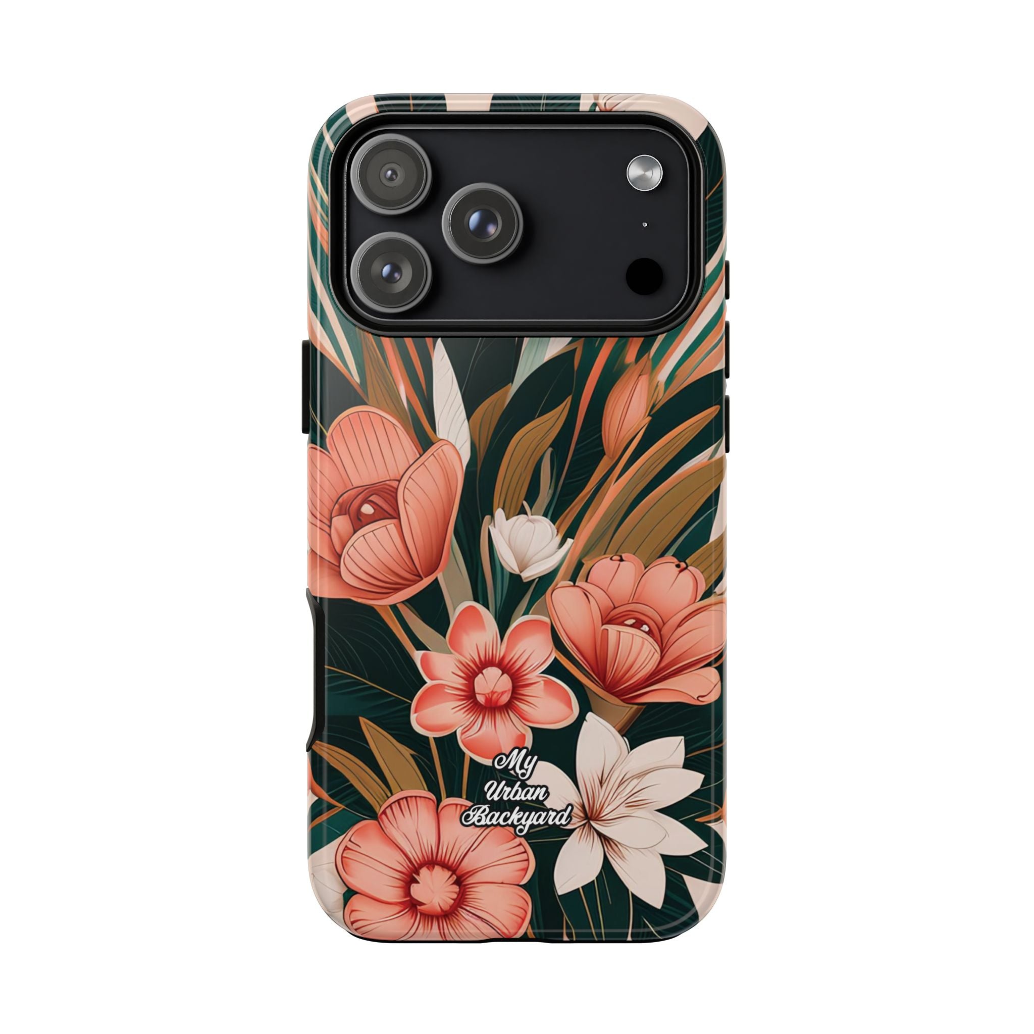 Peach Art Deco Flowers, Cell Phone Case