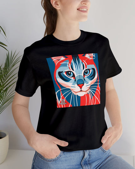 Red White and Blue Cat, Soft 100% Jersey Cotton T-Shirt, Unisex, Short Sleeve, Retail Fit