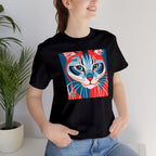 Red White and Blue Cat, Soft 100% Jersey Cotton T-Shirt, Unisex, Short Sleeve, Retail Fit