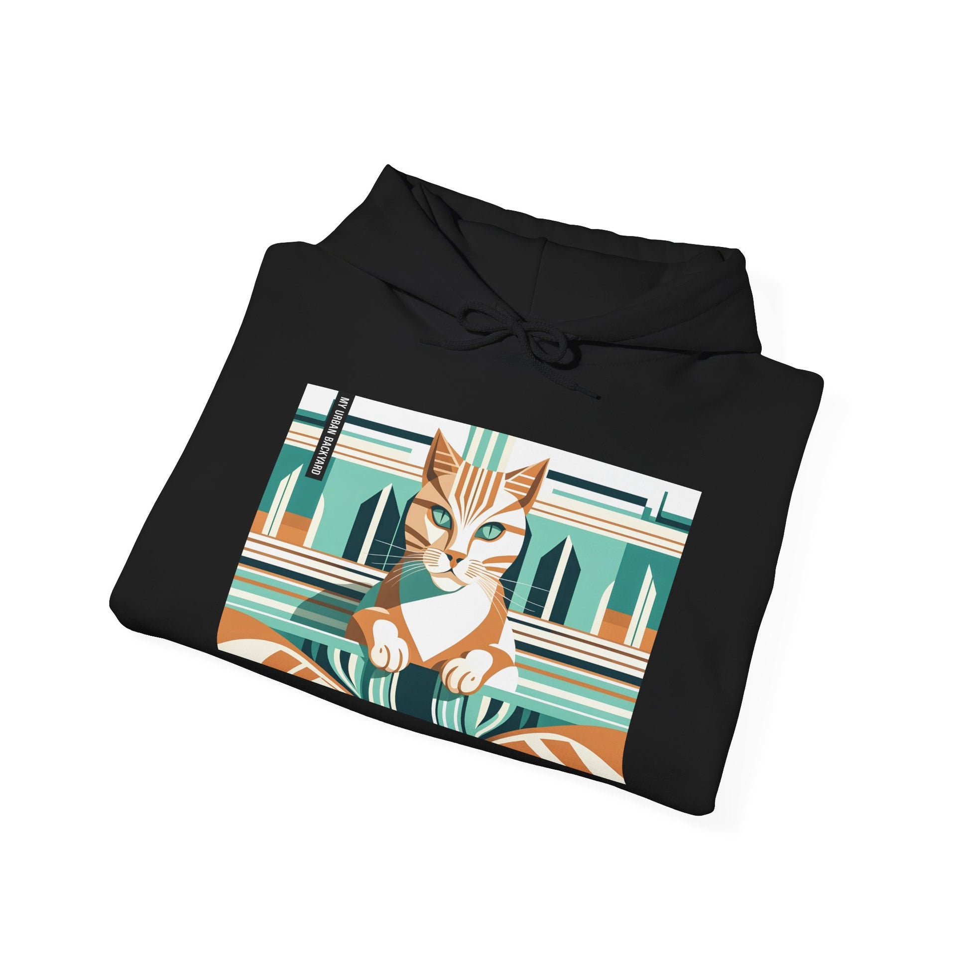 Art Deco Tabby Cat Hoodie, Cozy Graphic Sweatshirt for Cat Lovers, Perfect Gift for Pet Owners, Casual Wear, Unique Art Apparel