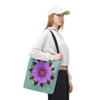Purple Flower Tote Bag with Cotton Handles For Everyday Use, 3 Sizes