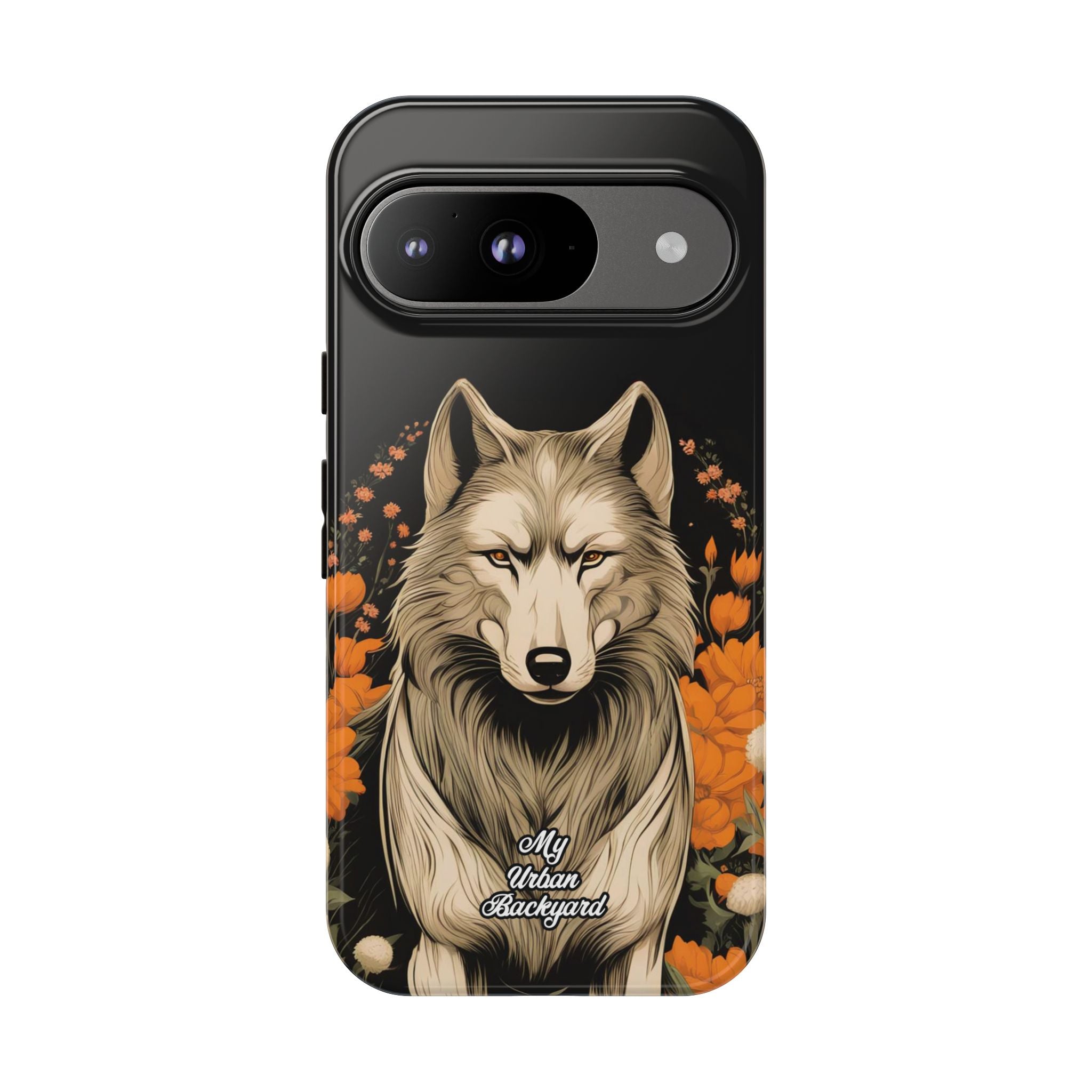 Wolf with Flowers, Animal Cell Phone Case - Apple, Samsung, Google Pixel