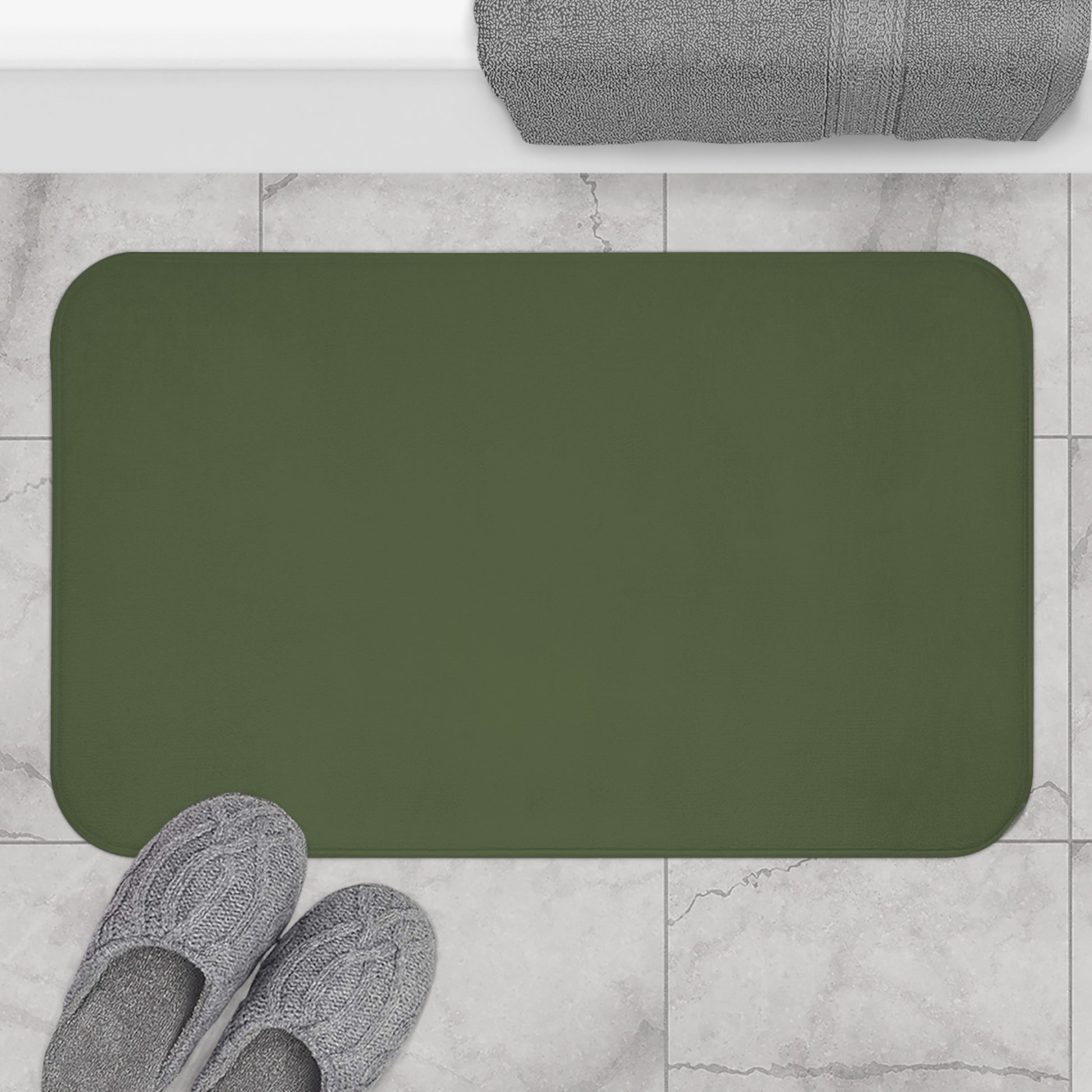 Moss Green Memory Foam Bath Mat — Soft Absorbent Bathroom Rug, 2 sizes