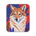 Coyote on Blue and Red, Cozy Outdoor Picnic Blanket, Water-Resistant Bottom, 51" × 61"