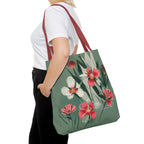 White and Red Wildflowers Tote Bag with Cotton Handles For Everyday Use, 3 Sizes