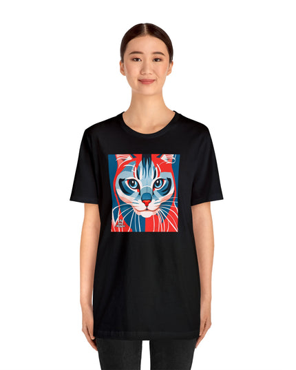Red White and Blue Cat, Soft 100% Jersey Cotton T-Shirt, Unisex, Short Sleeve, Retail Fit