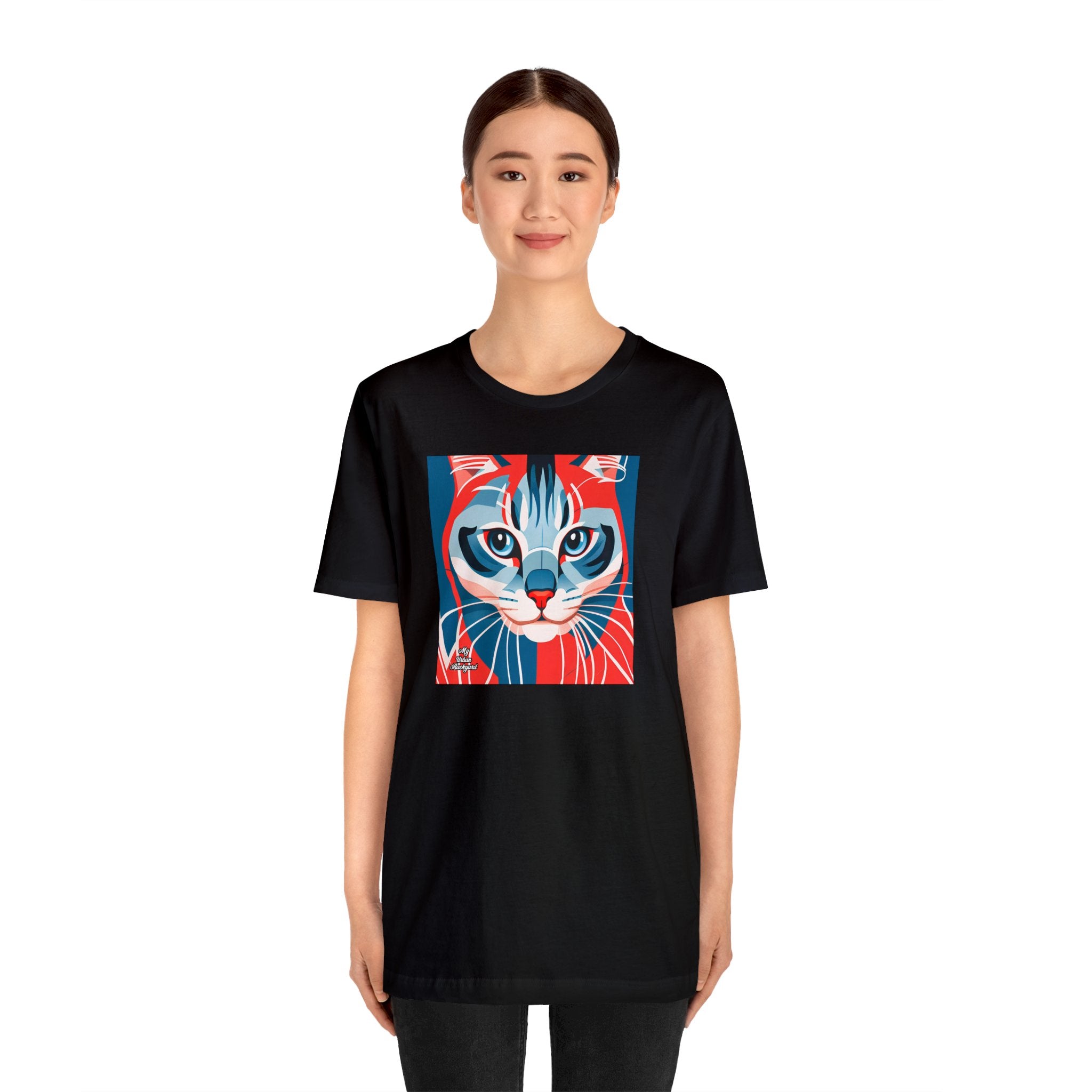 Red White and Blue Cat, Soft 100% Jersey Cotton T-Shirt, Unisex, Short Sleeve, Retail Fit