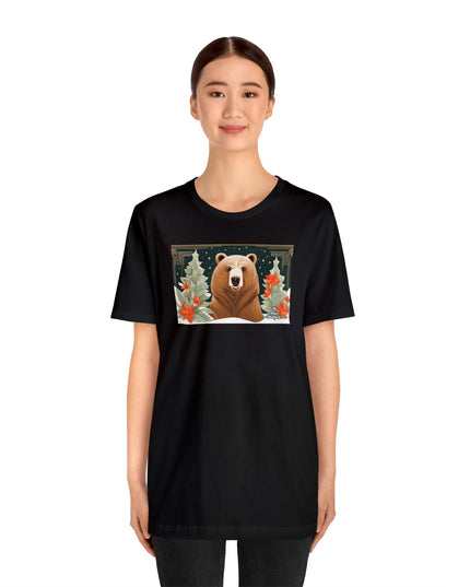 Art Deco Holiday Bear, Soft 100% Jersey Cotton T-Shirt, Unisex, Short Sleeve, Retail Fit