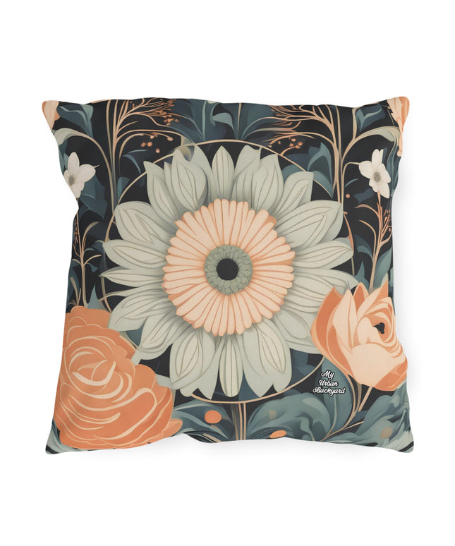 Wildflowers, Blue accent color, Throw Pillow, Indoor/Outdoor Decor for Home or Office