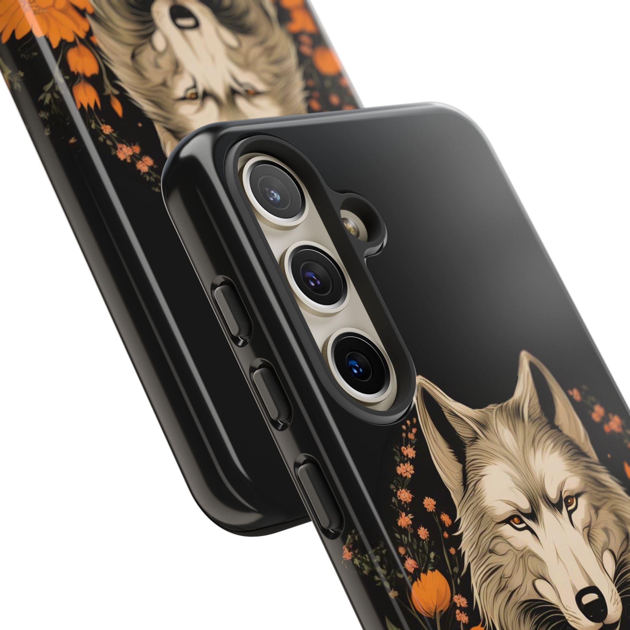 Wolf with Flowers, Animal Cell Phone Case - Apple, Samsung, Google Pixel