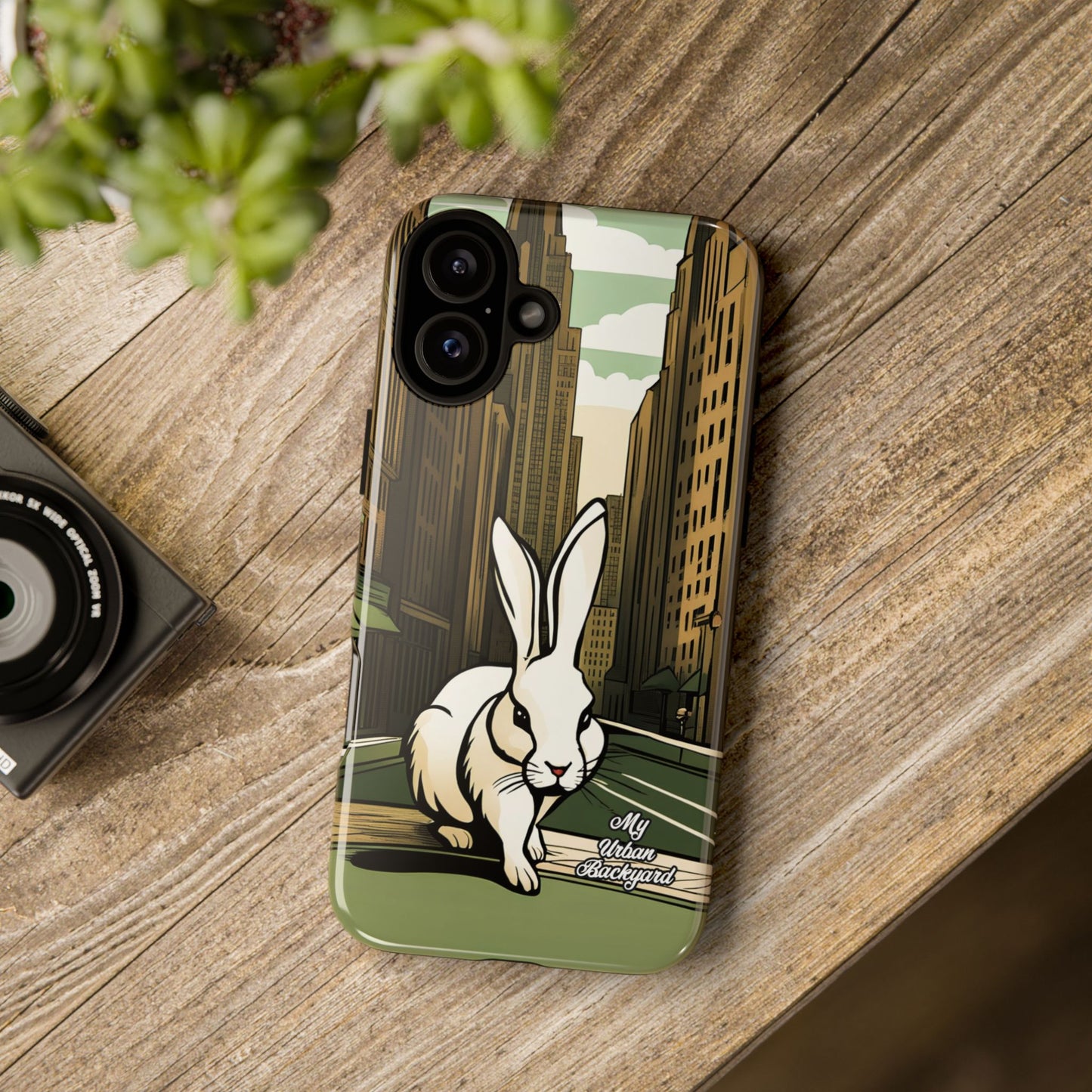 White Rabbit on a City Street, Cell Phone Case - Apple, Samsung, or Google Pixel