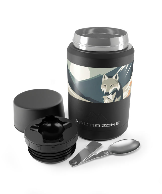 Mountain Wolf, Reusable Insulated Food Storage Container with Spoon – 16.9oz
