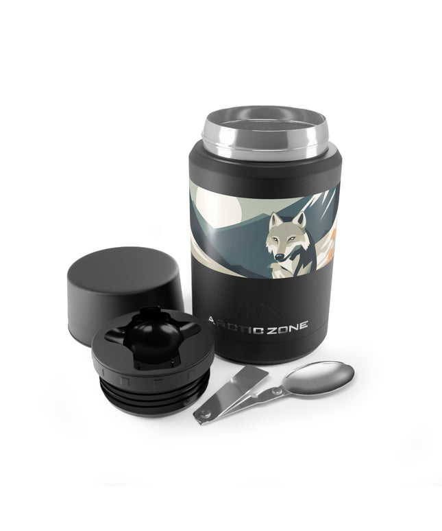 Mountain Wolf, Reusable Insulated Food Storage Container with Spoon – 16.9oz