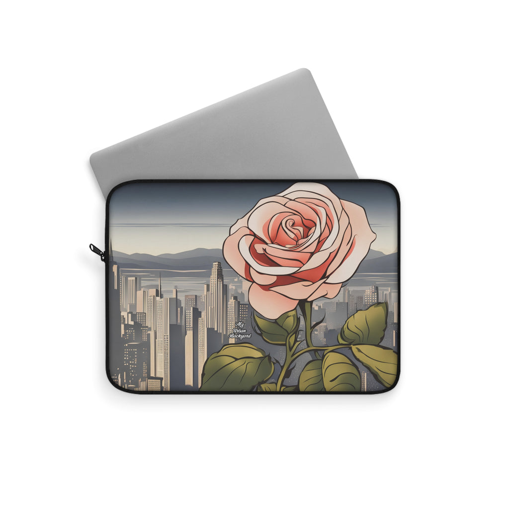 City Rose, Soft Laptop Sleeve, Floral Tech Case, Gift for Students, Home Office Decor, Valentine's Day, 3 Sizes