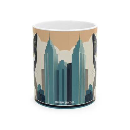 Art Deco Urban Cat Ceramic Mug
