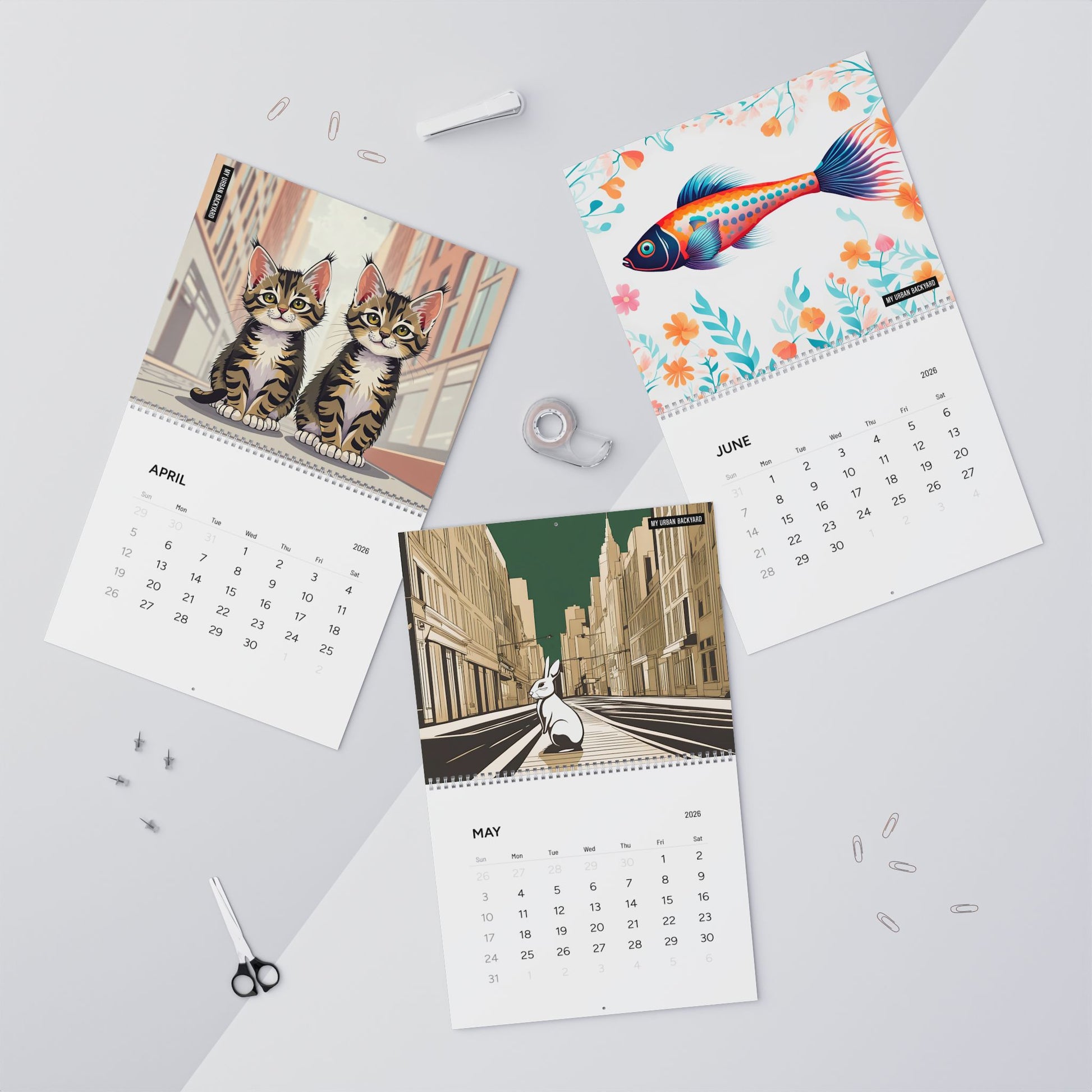 2026 My Urban Backyard Wall Calendar - Monthly Planner for Nature Lovers and Art Enthusiasts