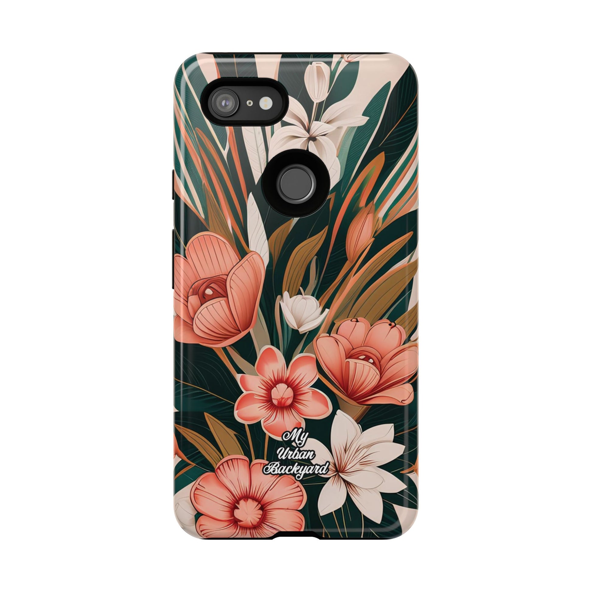 Peach Art Deco Flowers, Cell Phone Case - Apple, Samsung, Google Pixel