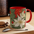 Ceramic Mug for Coffee, Tea, Hot Cocoa. Home/Office, Christmas Flowers