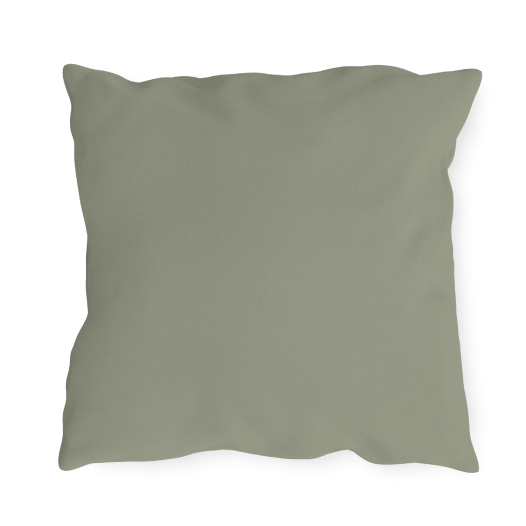Genevieve Meowcroft, Sage accent color, Cat Throw Pillow, Indoor/Outdoor Decor for Home or Office