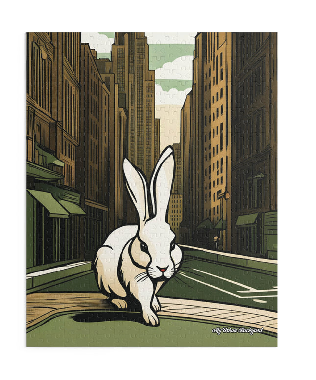 White Rabbit on a City Street, Jigsaw Puzzle, (120, 252, or 500-Piece)