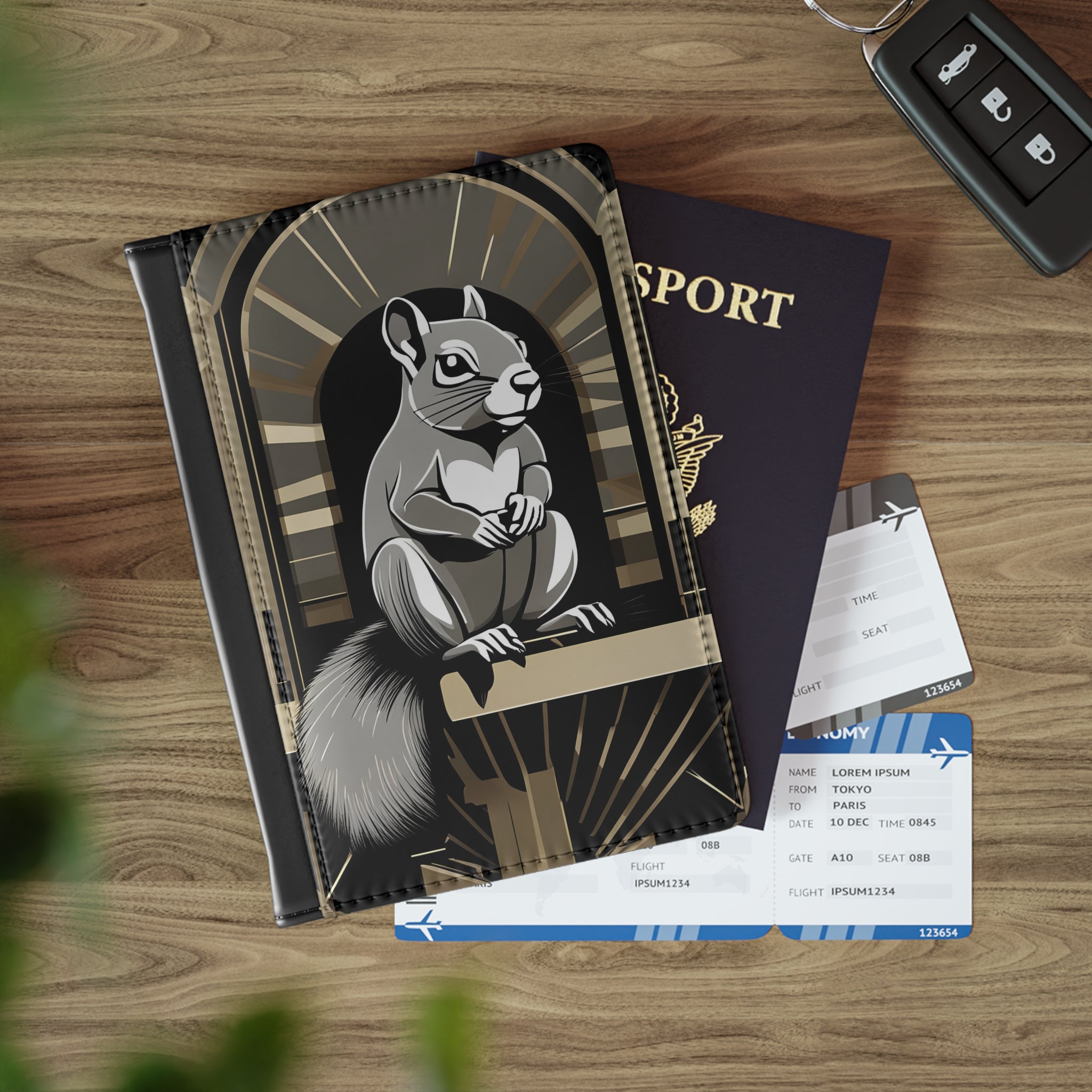 Art Deco Squirrel Passport Cover