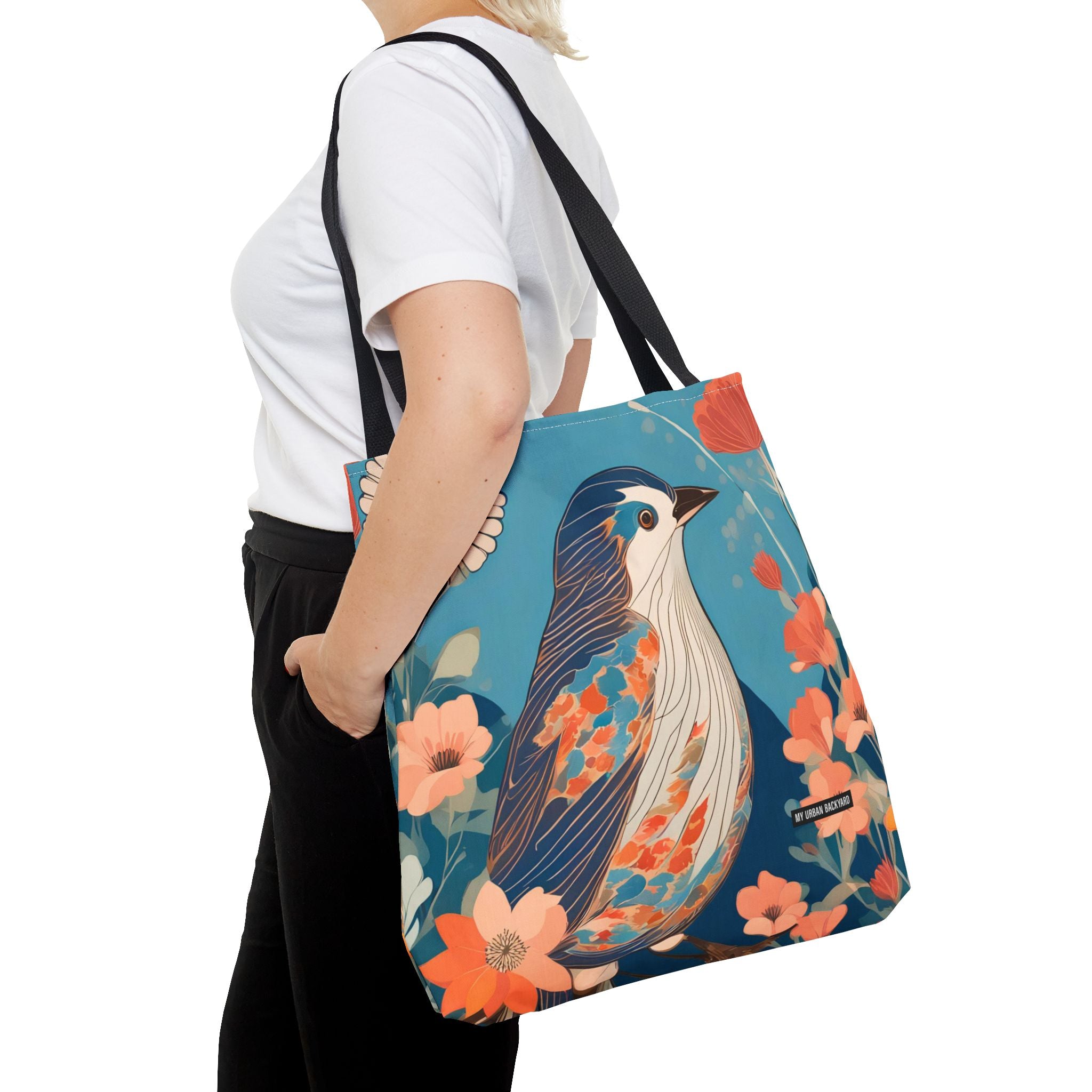 Colorful Bird, Everyday Tote Bag w Cotton Handles