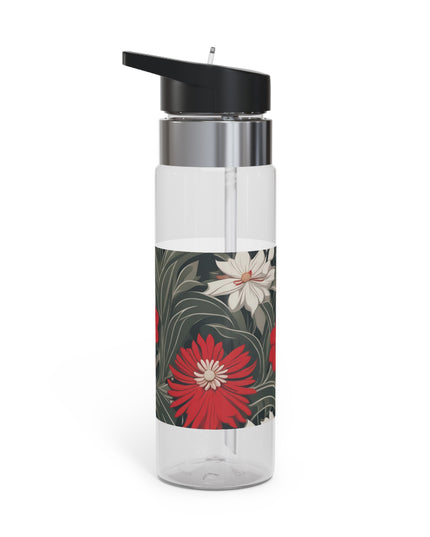 Red & White Flowers, 20oz Sport Water Bottle, BPA-Free, Tritan™ plastic