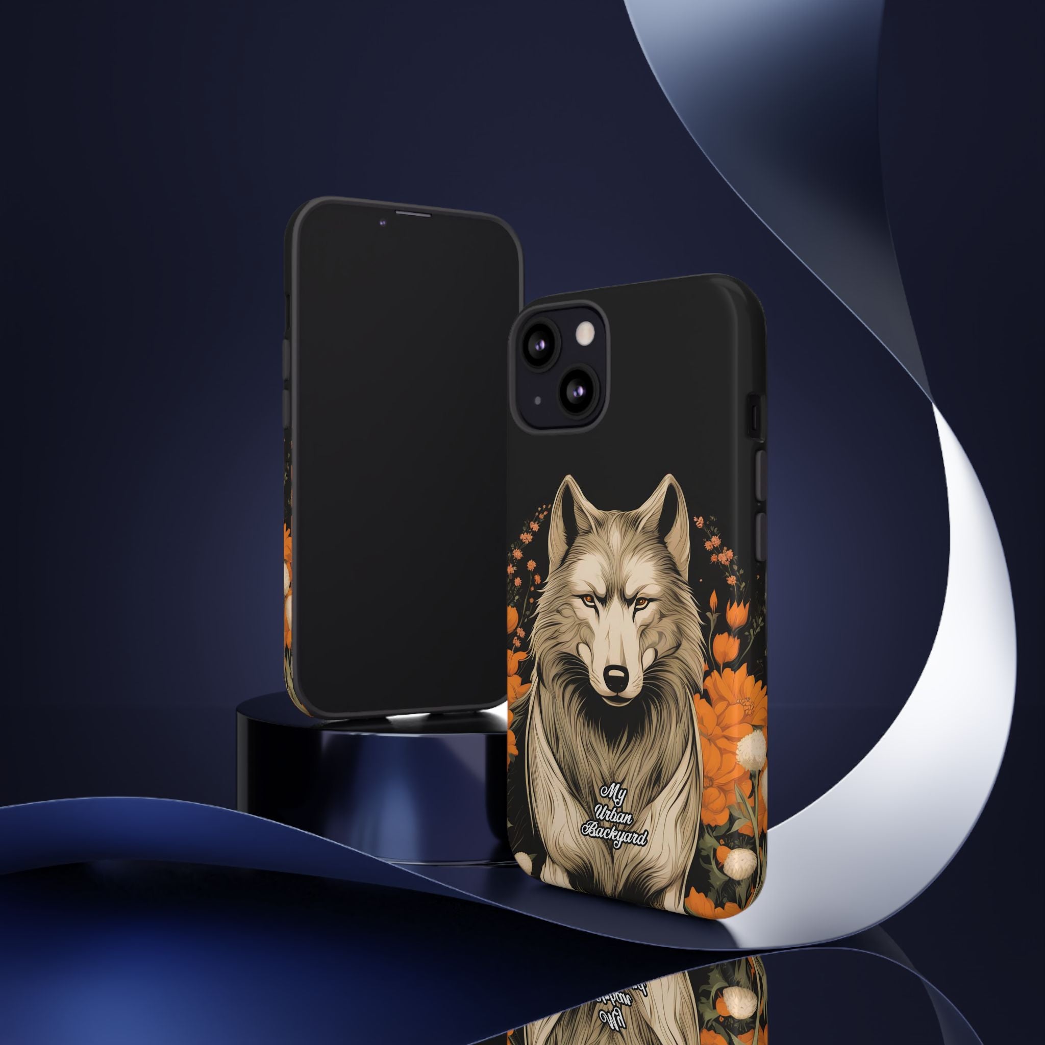 Wolf with Flowers, Animal Cell Phone Case - Apple, Samsung, Google Pixel