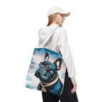 French Bulldog Winter Tote Bag — Snowy Pup All-Over Print Tote