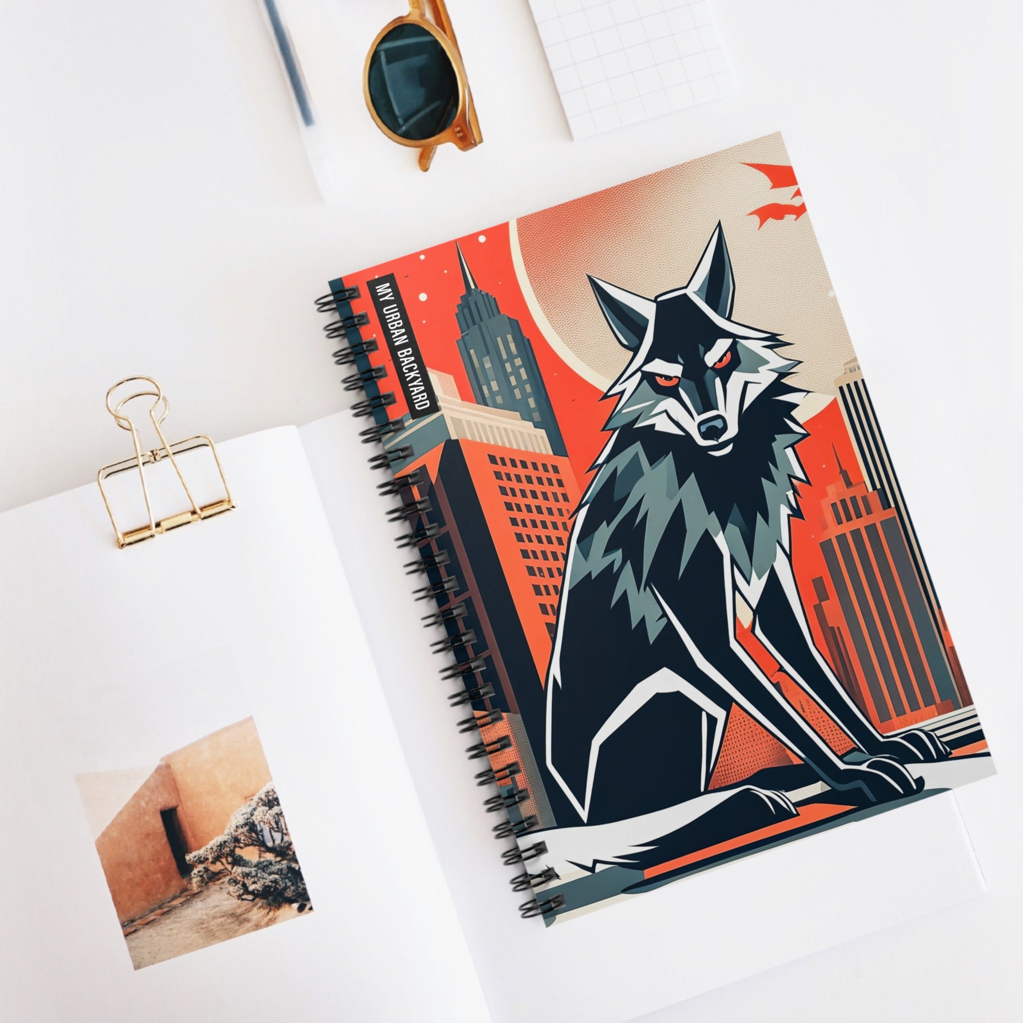 Urban Wolf Spiral Notebook - Unique Design for Writers, Artists, and Students, Perfect for Note Taking, Journaling, and Gift Giving