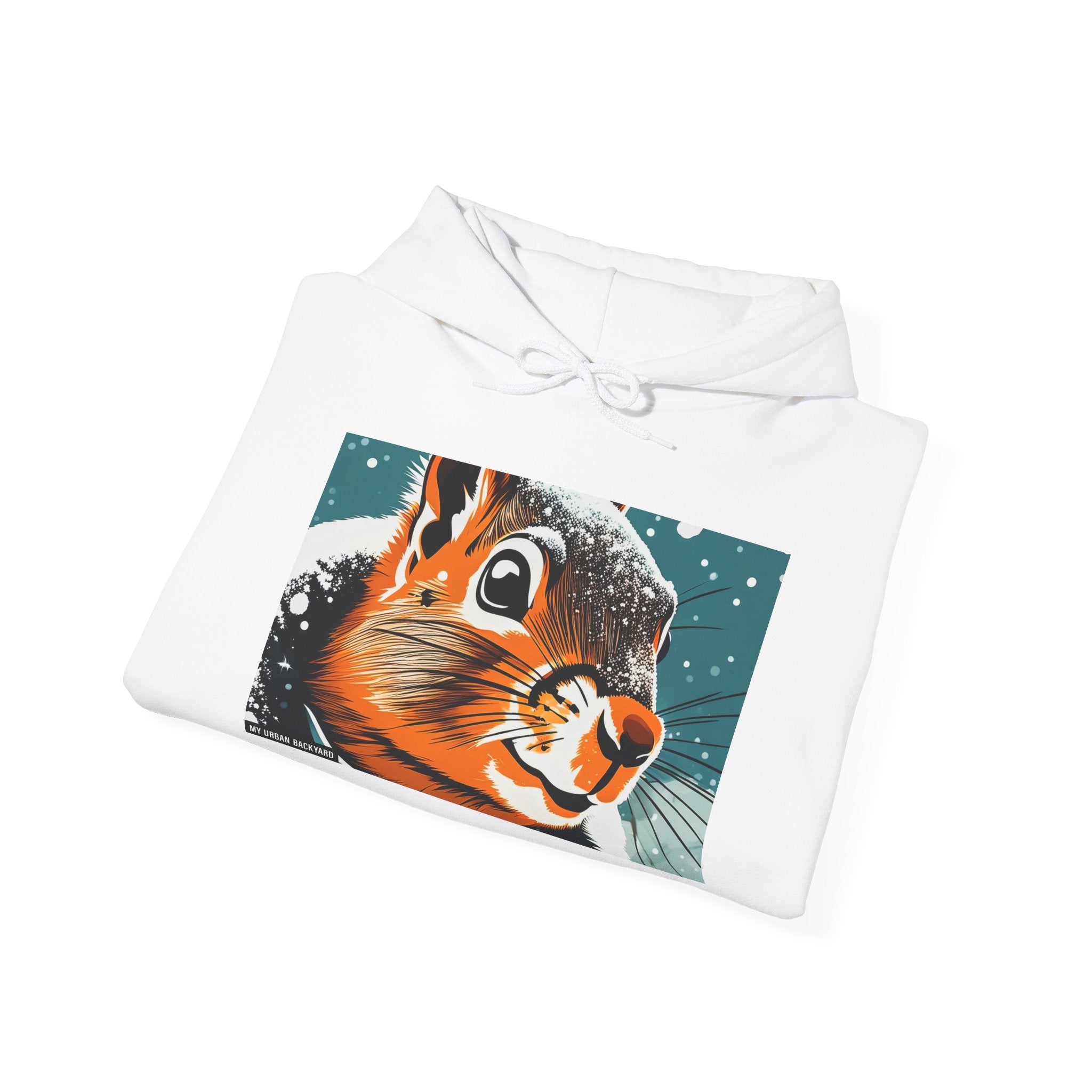 Winter Squirrel Sweatshirt - Unisex Heavy Blend Hooded, Cute Animal Apparel, Winter Fashion, Gift for Nature Lovers, Snowy Days, Cozy Wear