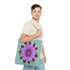 Purple Flower Tote Bag with Cotton Handles For Everyday Use, 3 Sizes