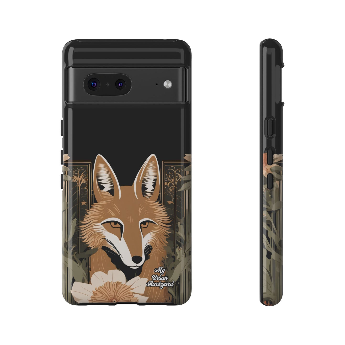 Art Deco Coyote with Flower, Cell Phone Case - Apple, Samsung or Google Pixel