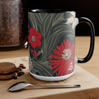 Red and White Flowers, Ceramic Coffee Mug