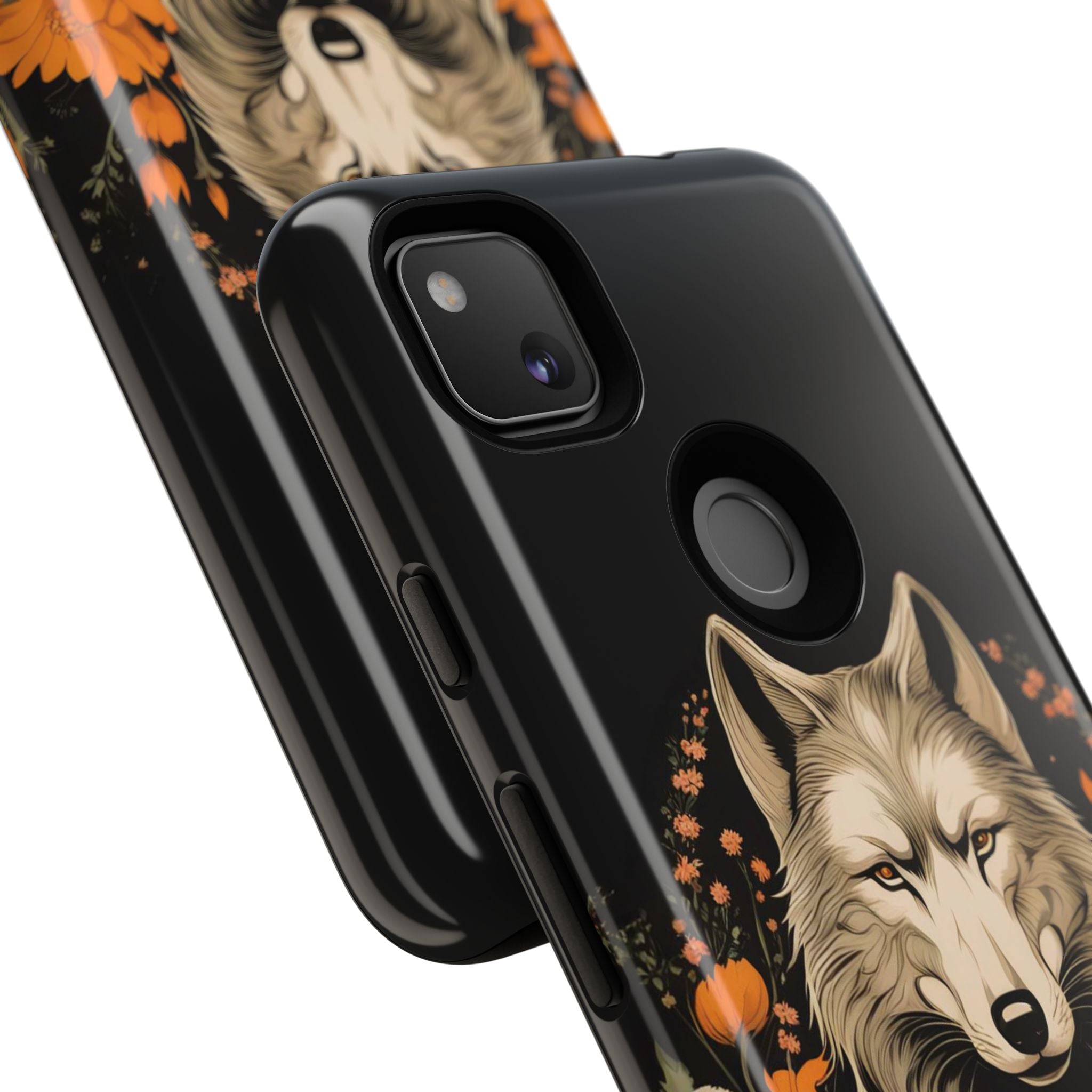 Wolf with Flowers, Animal Cell Phone Case - Apple, Samsung, Google Pixel