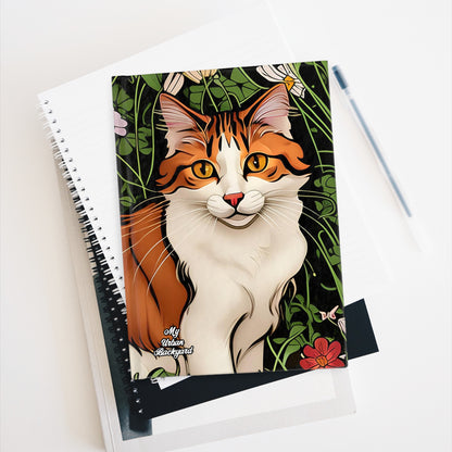 Orange and White Cat with Flowers, Hardcover Notebook Journal - Write in Style