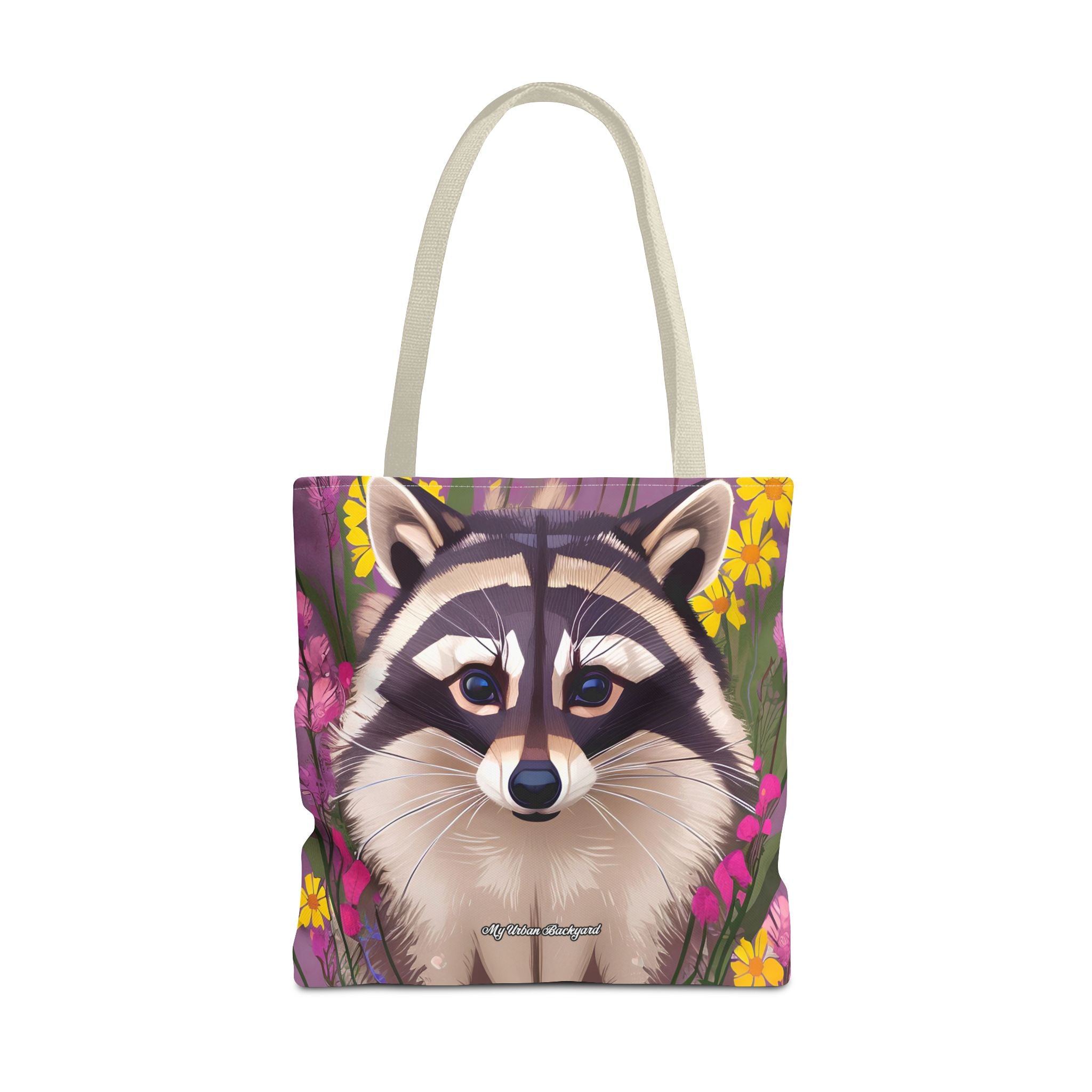 Raccoon and Flowers Tote Bag with Cotton Handles For Everyday Use, 3 Sizes
