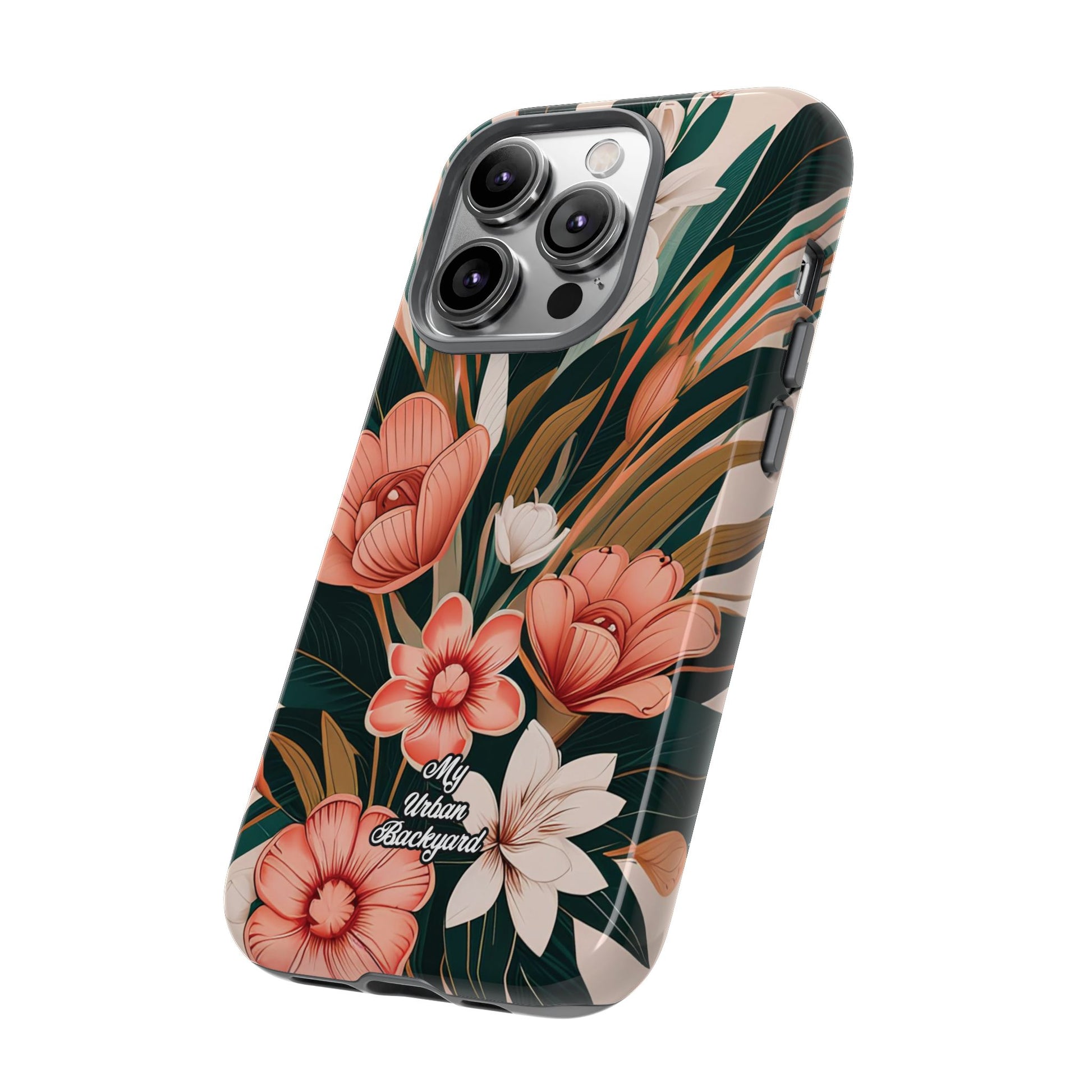 Peach Art Deco Flowers, Cell Phone Case - Apple, Samsung, Google Pixel